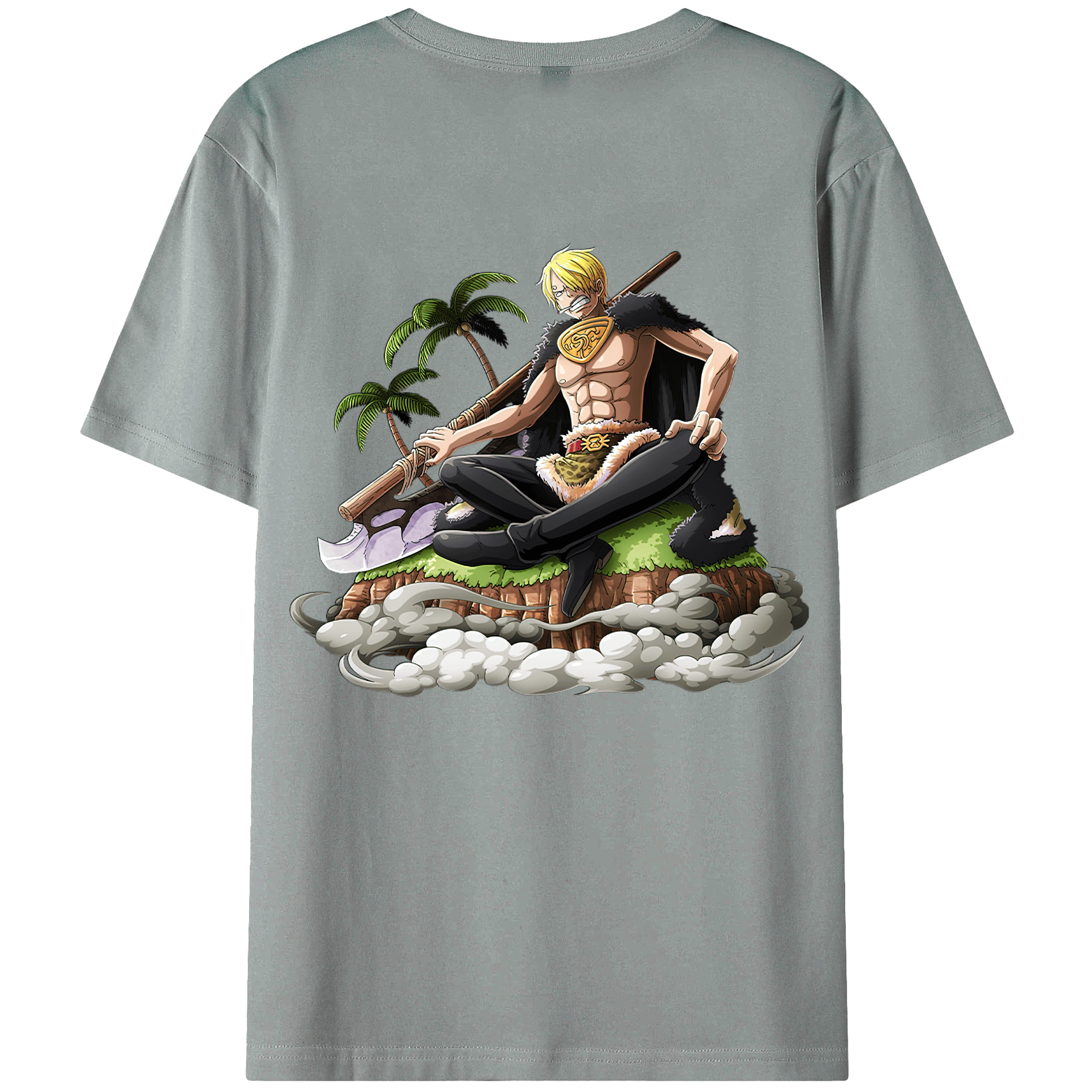 （画像用） ワンピース サンジ ONE PIECE Sanji 綿100％ メンズ半袖Tシャツ（バックプリント） 通気性